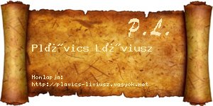Plávics Líviusz névjegykártya